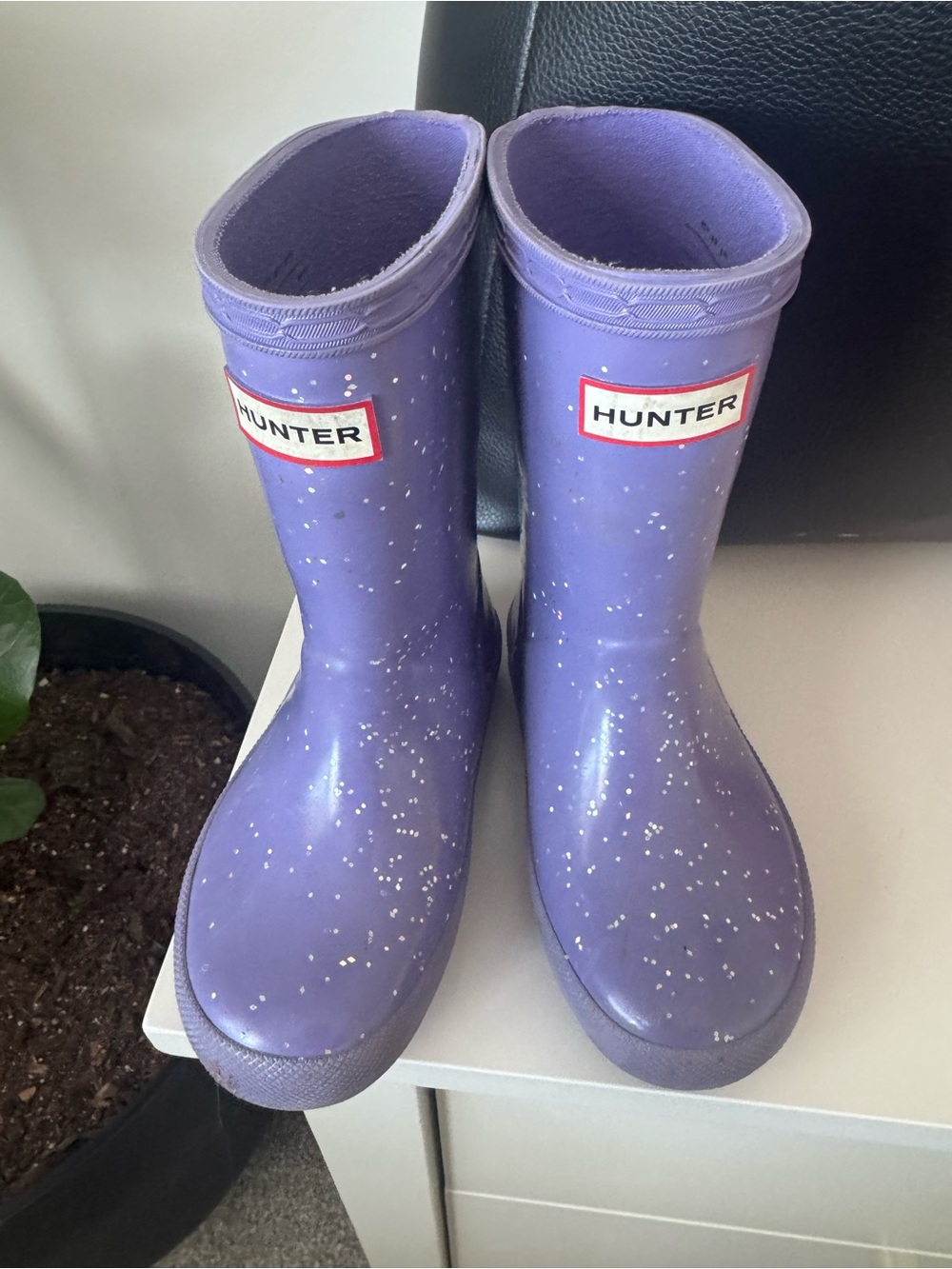 Hunter Kids Purple Glitter Rain Boots
